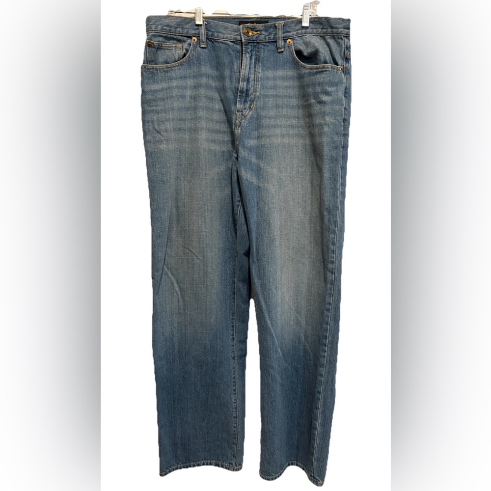 Sean John 90s Baggy Jeans 36  Embroidered Stitched Blue Denim Hip Hop Skater Zip